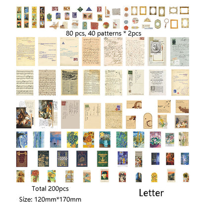 Vintage Scrapbooking Paper and Stickers 200pcs