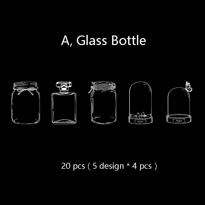 Glassware Bottle Shape Stickers 20pcs