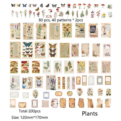 Vintage Scrapbooking Paper and Stickers 200pcs