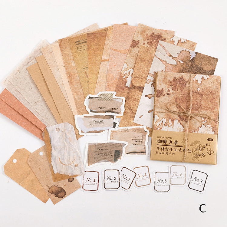 Vintage Multi Material Scrapbook Paper Kit