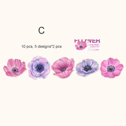 Flowers and Shadows PET Sticker 10pcs