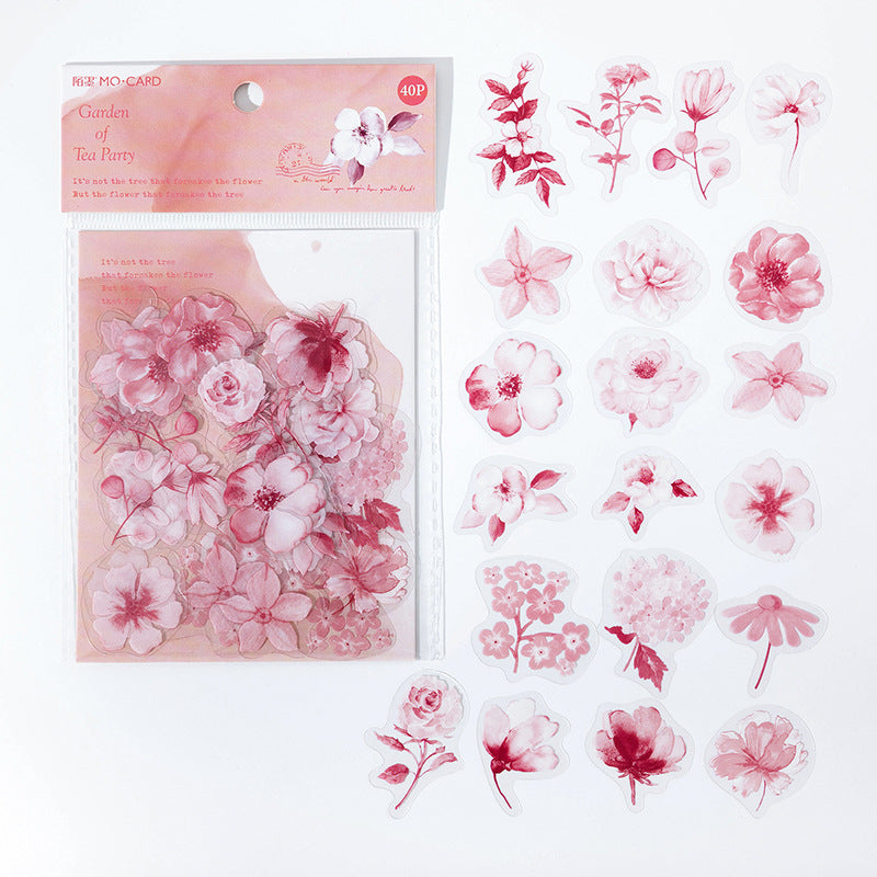 Transparent Flower and Plant Stickers 40pcs