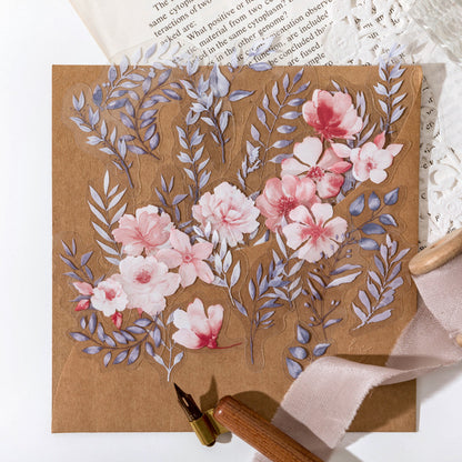 Transparent Flower and Plant Stickers 40pcs