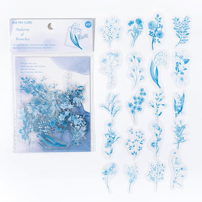 Transparent Flower and Plant Stickers 40pcs