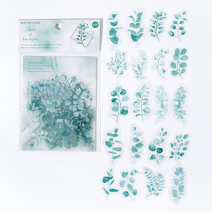 Transparent Flower and Plant Stickers 40pcs