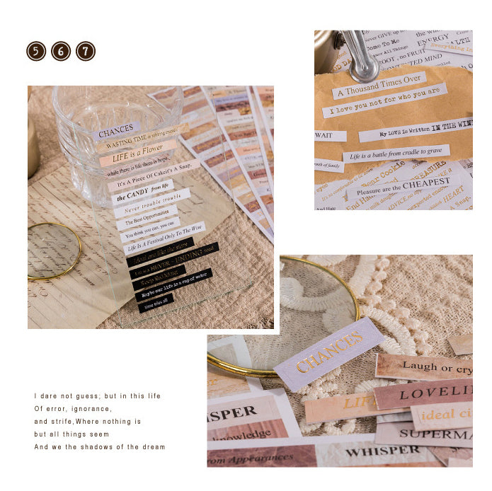Vintage Word Stickers for Journaling