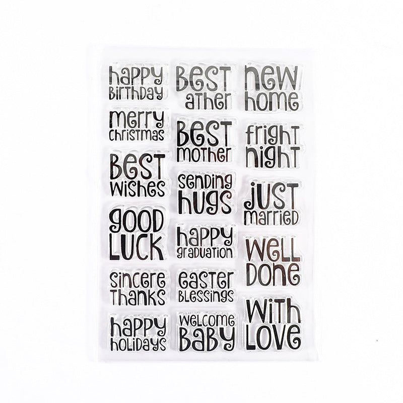 Happy Birthday Words Clear Stamps Silicone Stamp Cards Birthday Blessing  Words Clear Stamps for Card Making Decoration and DIY Scrapbooking