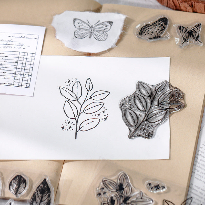 Kwan Crafts Leaves Background Clear Stamps for Card Making Decoration and DIY Scrapbooking