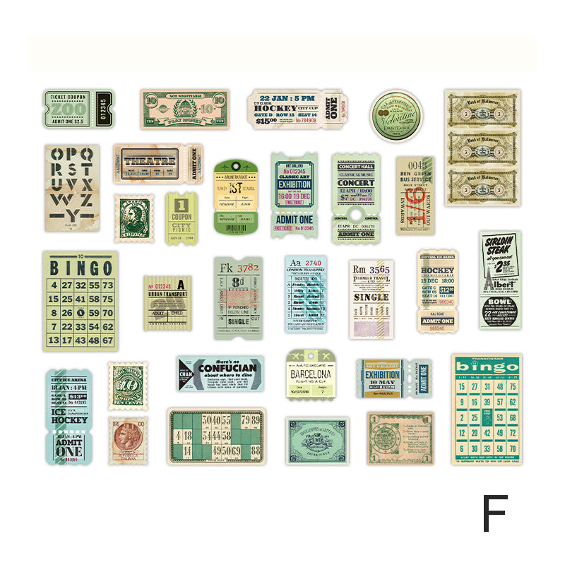 Vintage Label Paper Sticker Kits 60pcs