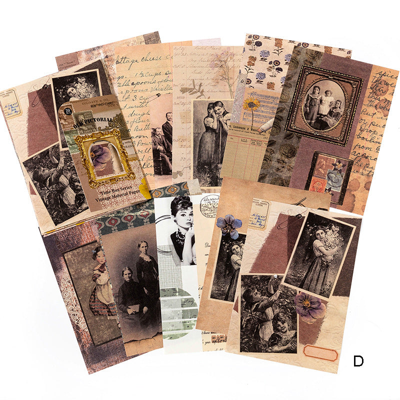 Material Paper - Memory Notes Series Retro Nostalgic Scrapbook Paper