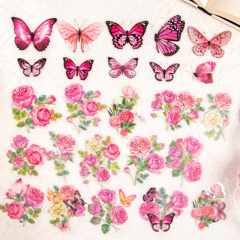 Butterflies Love Flowers PET Stickers 50pcs