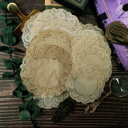 Handmade Coffee Dyed Lace Paper 10pcs