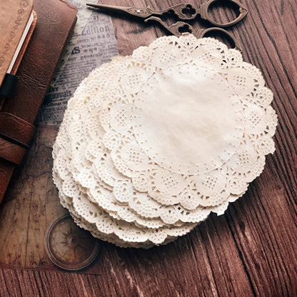 Handmade Coffee Dyed Lace Paper 10pcs