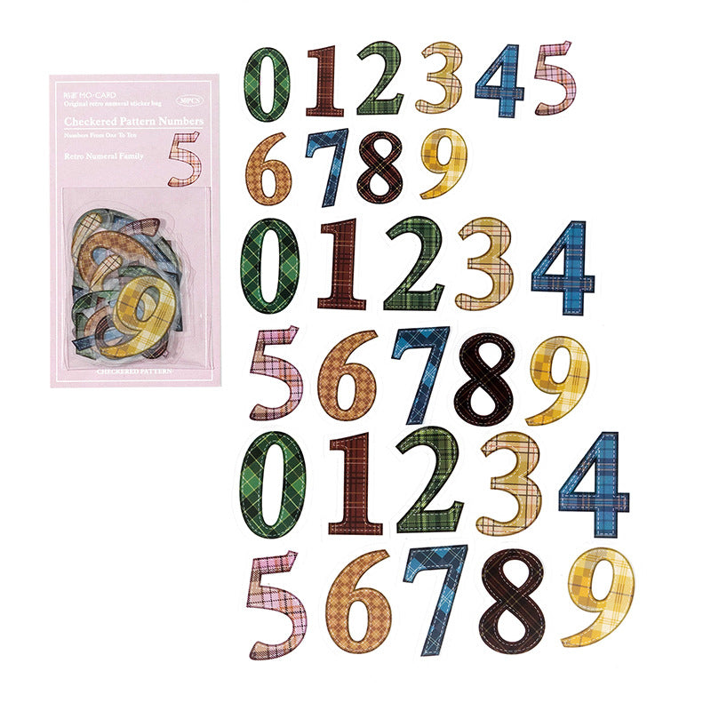 Retro Numerals Family Stickers 6 Style