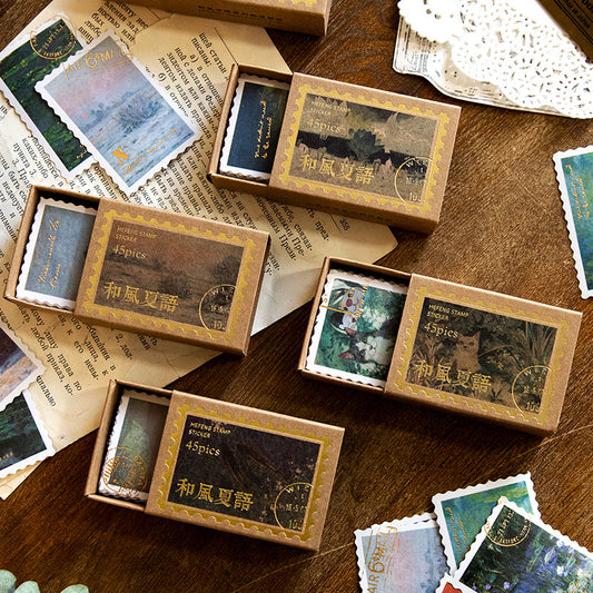 Hefeng Summer Language Series Stamp Sticker 45pcs