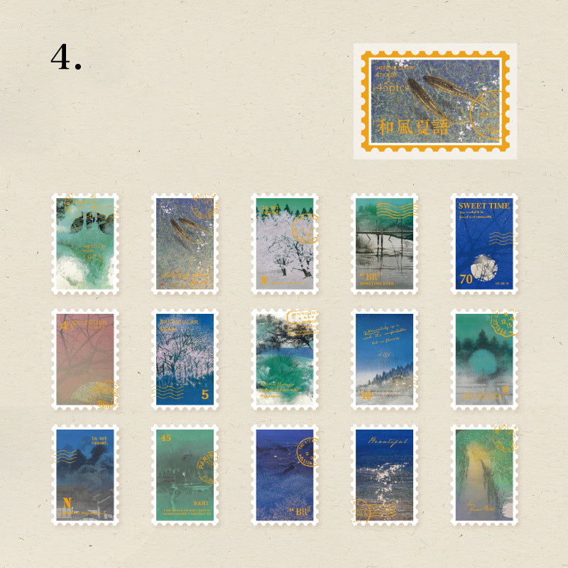 Hefeng Summer Language Series Stamp Sticker 45pcs