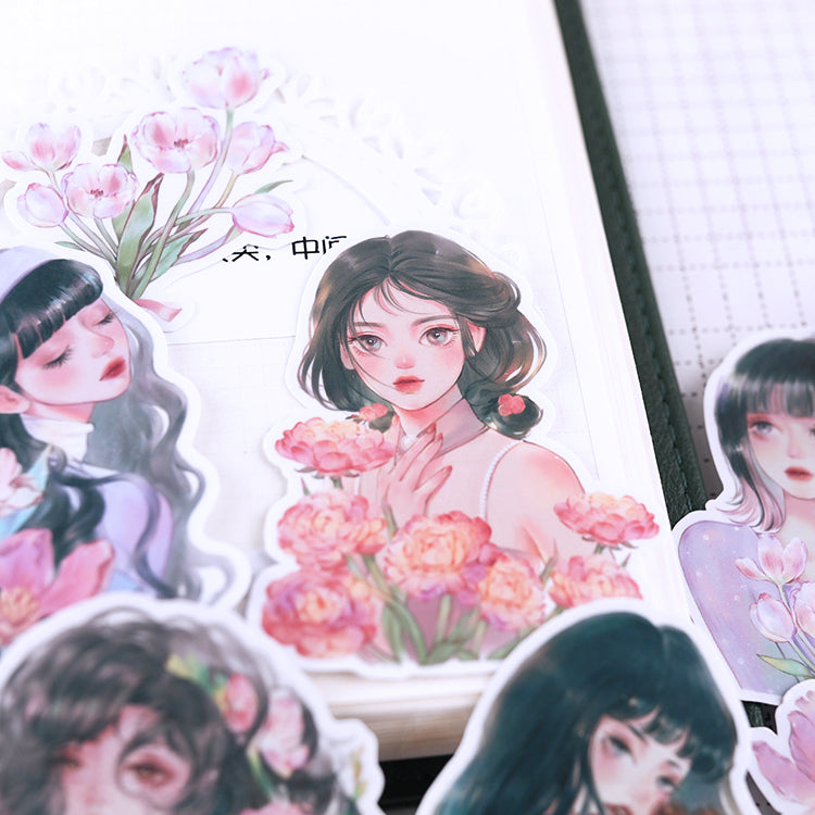 Sweet Girl and Flower Sticker 20pcs