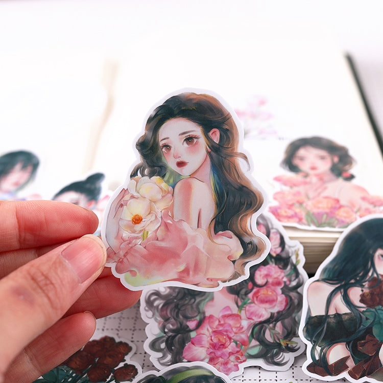 Sweet Girl and Flower Sticker 20pcs