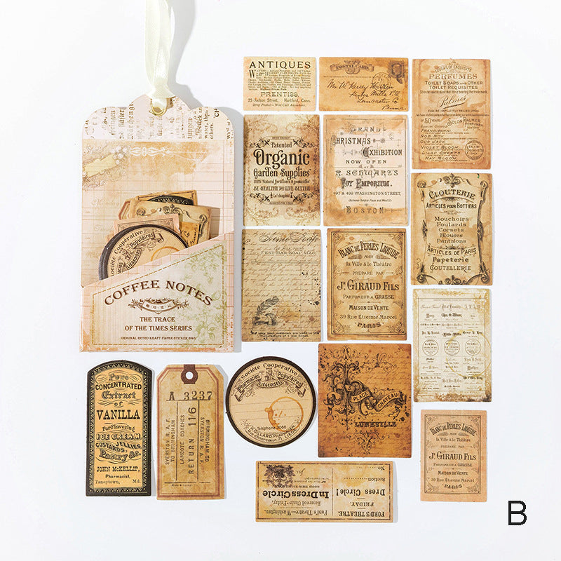 Autocollants décoratifs vintage en papier kraft de la série Tiny