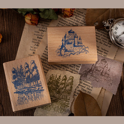 Moon Night Castle Series Wooden Stamp 8 Style