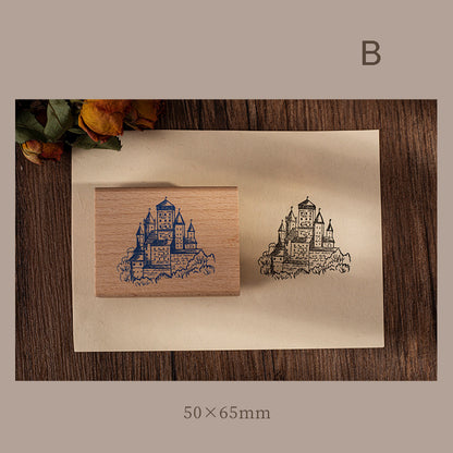 Moon Night Castle Series Wooden Stamp 8 Style