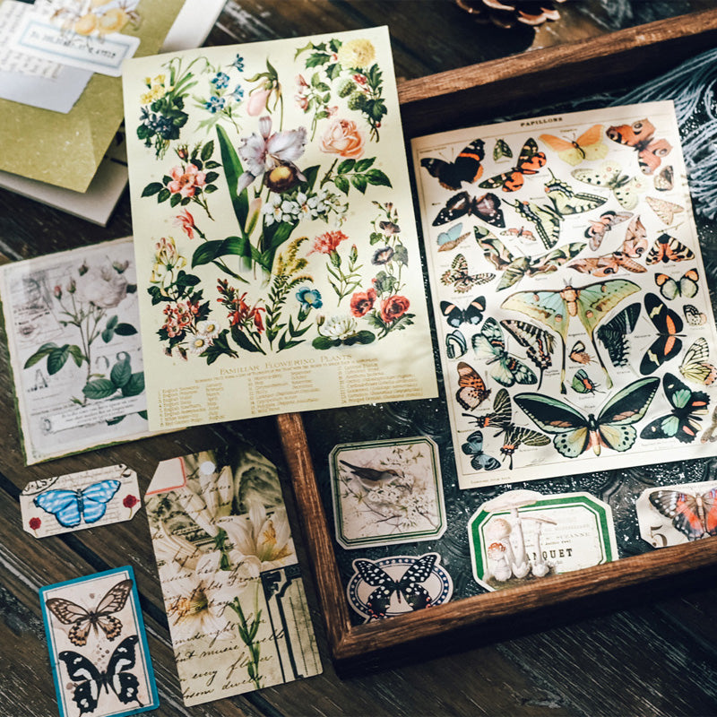 Vintage Plant and Butterfly Sticker Pack 200PCS